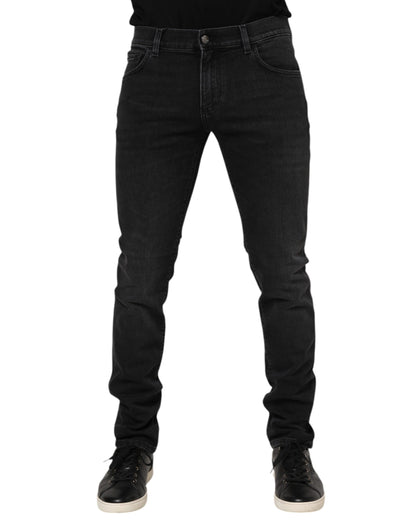 Jean skinny en coton délavé noir Dolce &amp; Gabbana