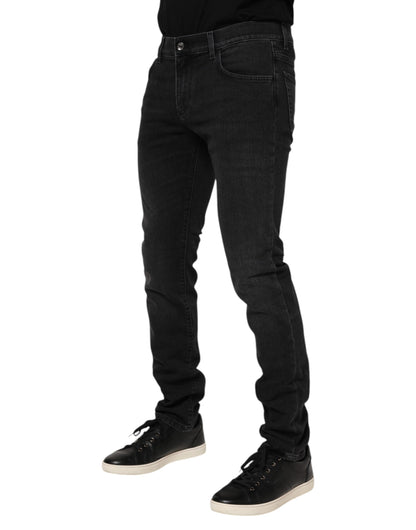 Jean skinny en coton délavé noir Dolce &amp; Gabbana