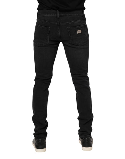 Jean skinny en coton délavé noir Dolce &amp; Gabbana