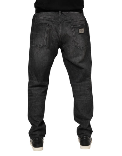 Jean ample en coton délavé gris Dolce &amp; Gabbana