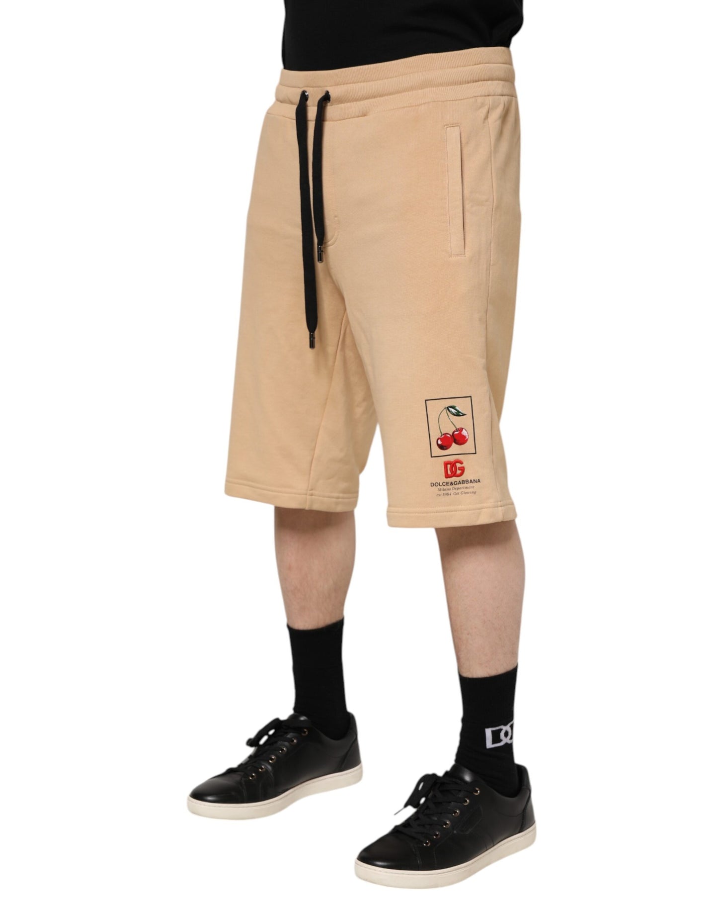 Dolce &amp; Gabbana Yellow Cotton Men Bermuda Sweatshorts Shorts