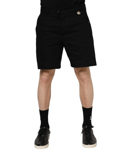 Dolce &amp; Gabbana Black Cotton Knee Length Men Bermuda Shorts