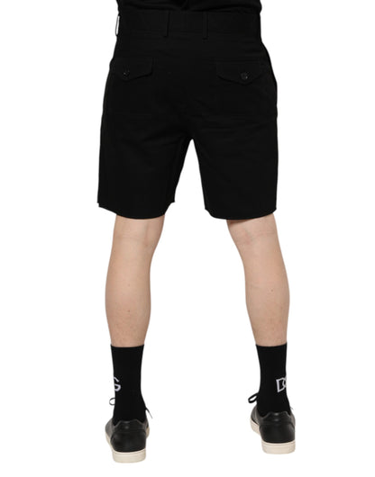 Dolce &amp; Gabbana Black Cotton Knee Length Men Bermuda Shorts