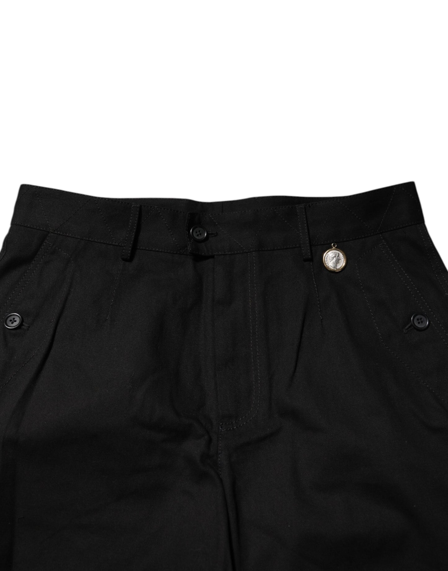 Dolce &amp; Gabbana Black Cotton Knee Length Men Bermuda Shorts