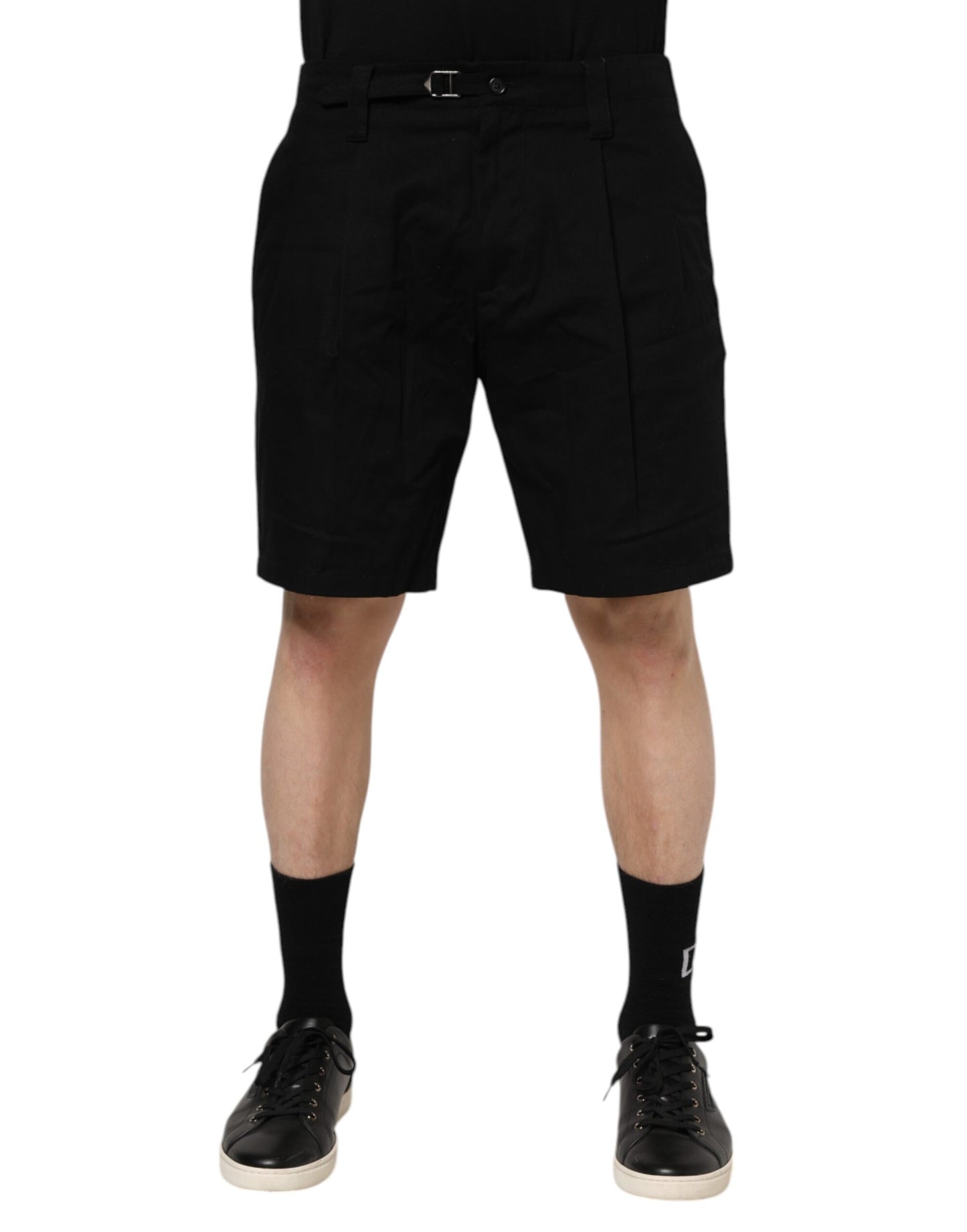 Dolce &amp; Gabbana Black Cotton Knee Length Men Bermuda Shorts