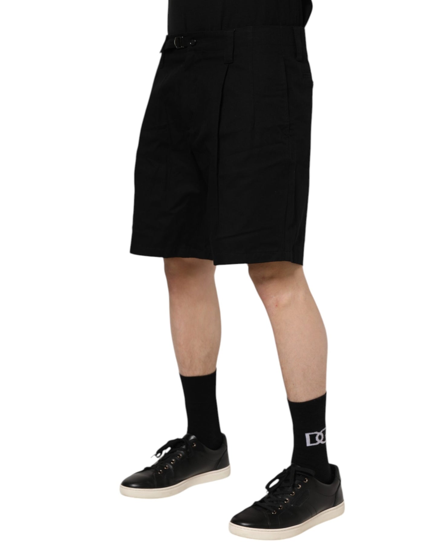 Dolce &amp; Gabbana Black Cotton Knee Length Men Bermuda Shorts
