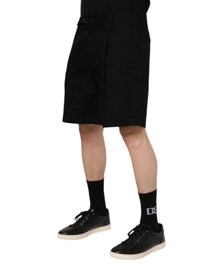 Dolce &amp; Gabbana Black Cotton Knee Length Men Bermuda Shorts