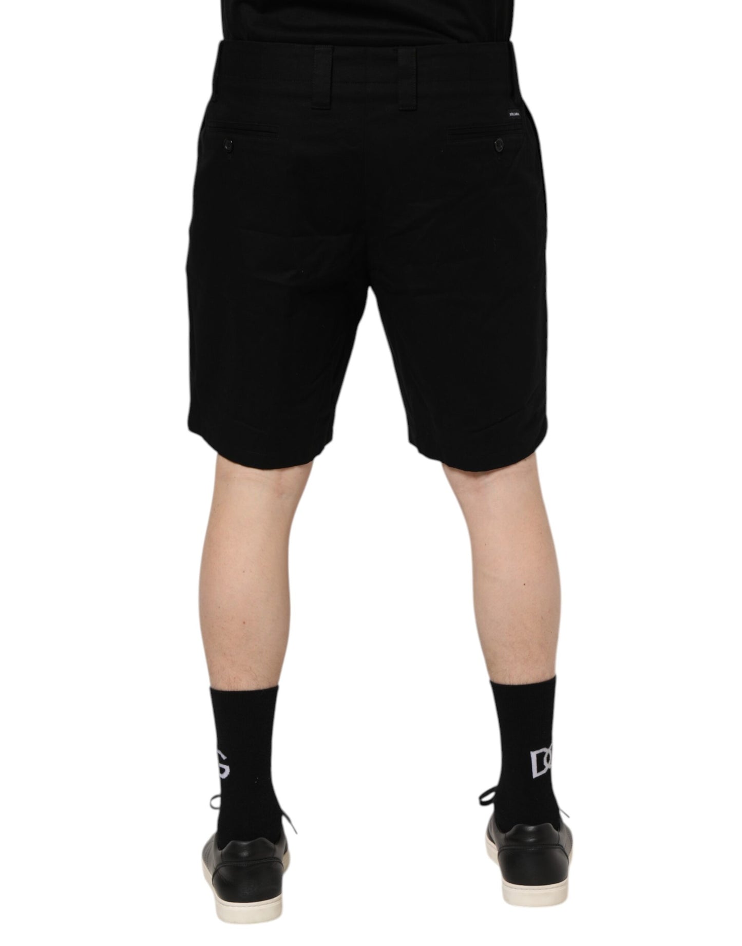 Dolce &amp; Gabbana Black Cotton Knee Length Men Bermuda Shorts