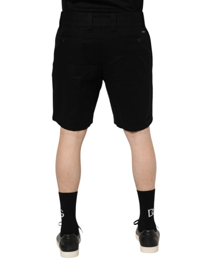 Dolce &amp; Gabbana Black Cotton Knee Length Men Bermuda Shorts