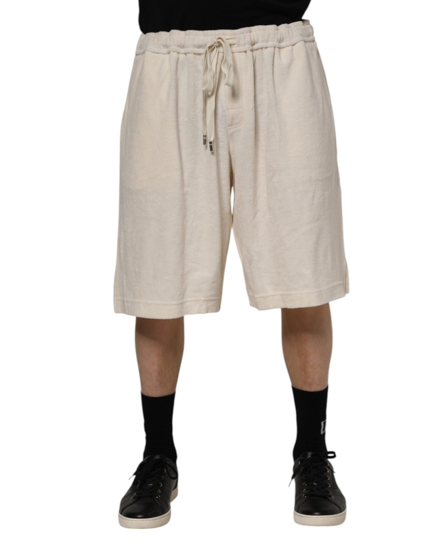 Dolce &amp; Gabbana Ivory Cotton Men Bermuda Sweatshorts Shorts