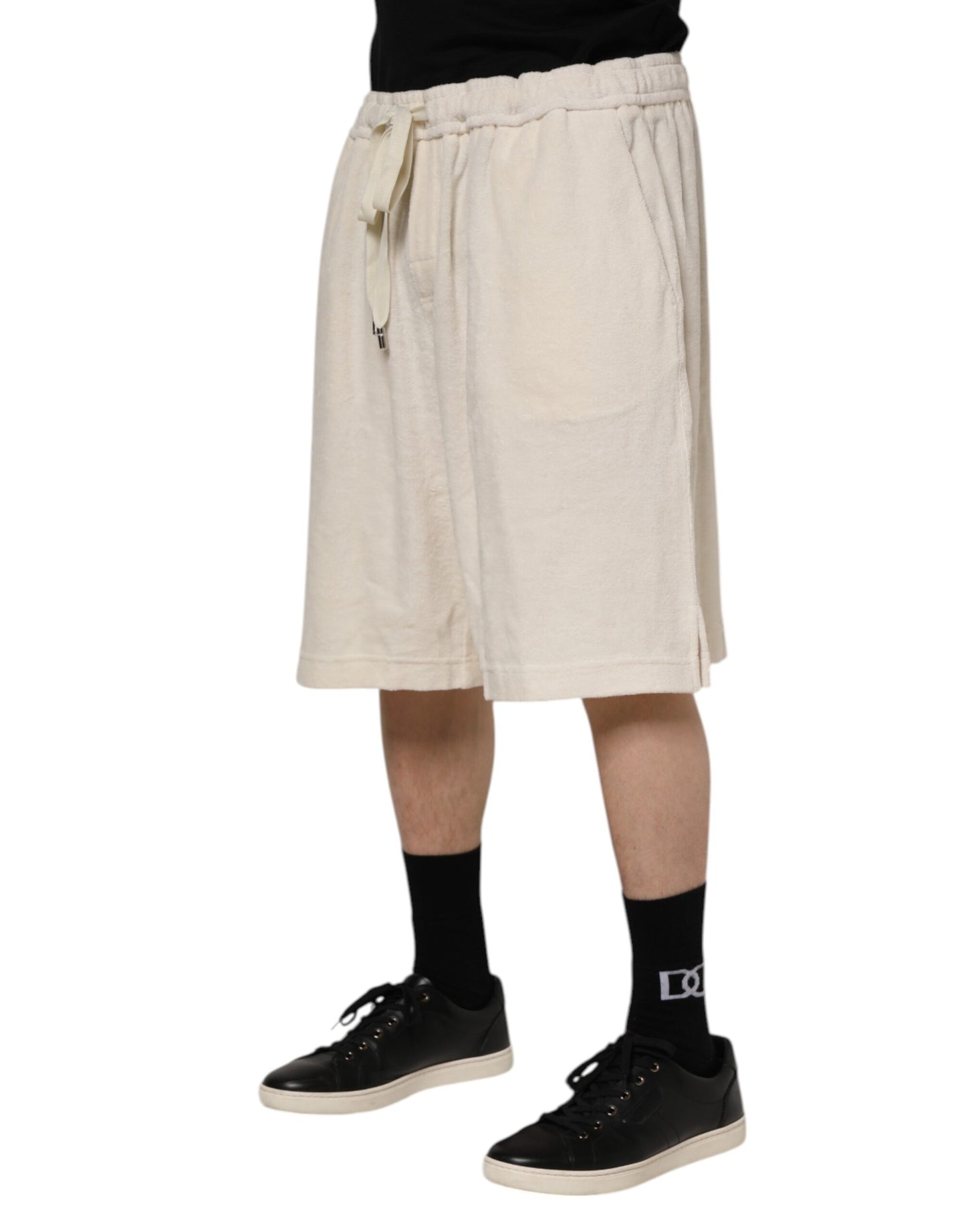 Dolce &amp; Gabbana Ivory Cotton Men Bermuda Sweatshorts Shorts