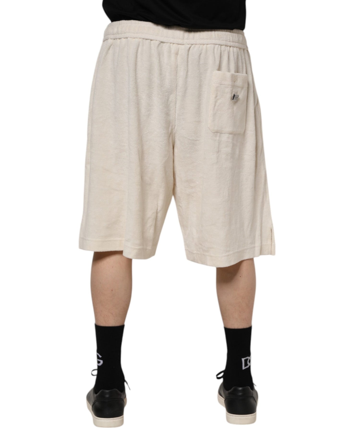 Dolce &amp; Gabbana Ivory Cotton Men Bermuda Sweatshorts Shorts