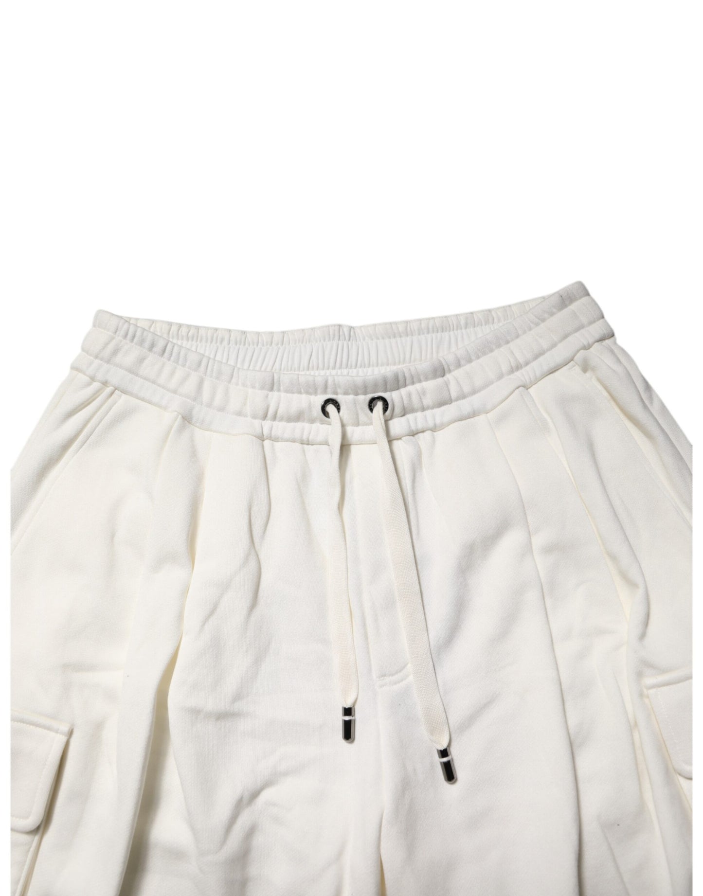 Dolce &amp; Gabbana White Cotton Cargo Bermuda Sweatshorts Shorts
