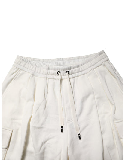 Dolce &amp; Gabbana White Cotton Cargo Bermuda Sweatshorts Shorts