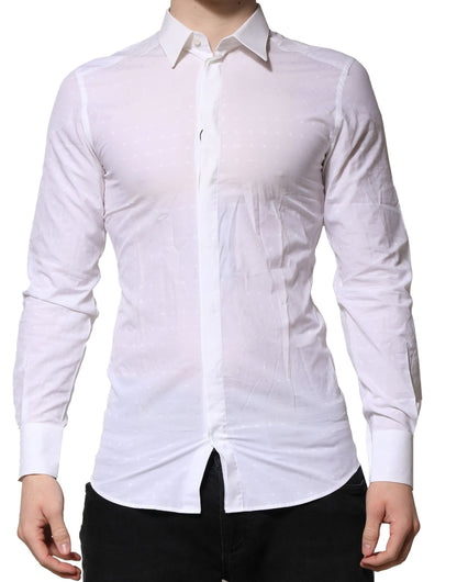 Dolce & Gabbana White Cotton GOLD Dress Formal Shirt by Dolce & Gabbana