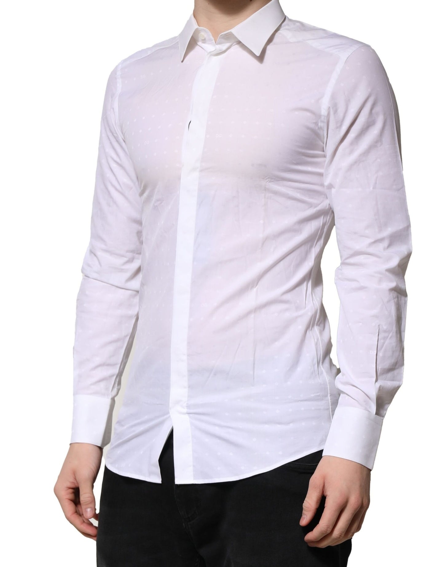 Dolce & Gabbana White Cotton GOLD Dress Formal Shirt by Dolce & Gabbana