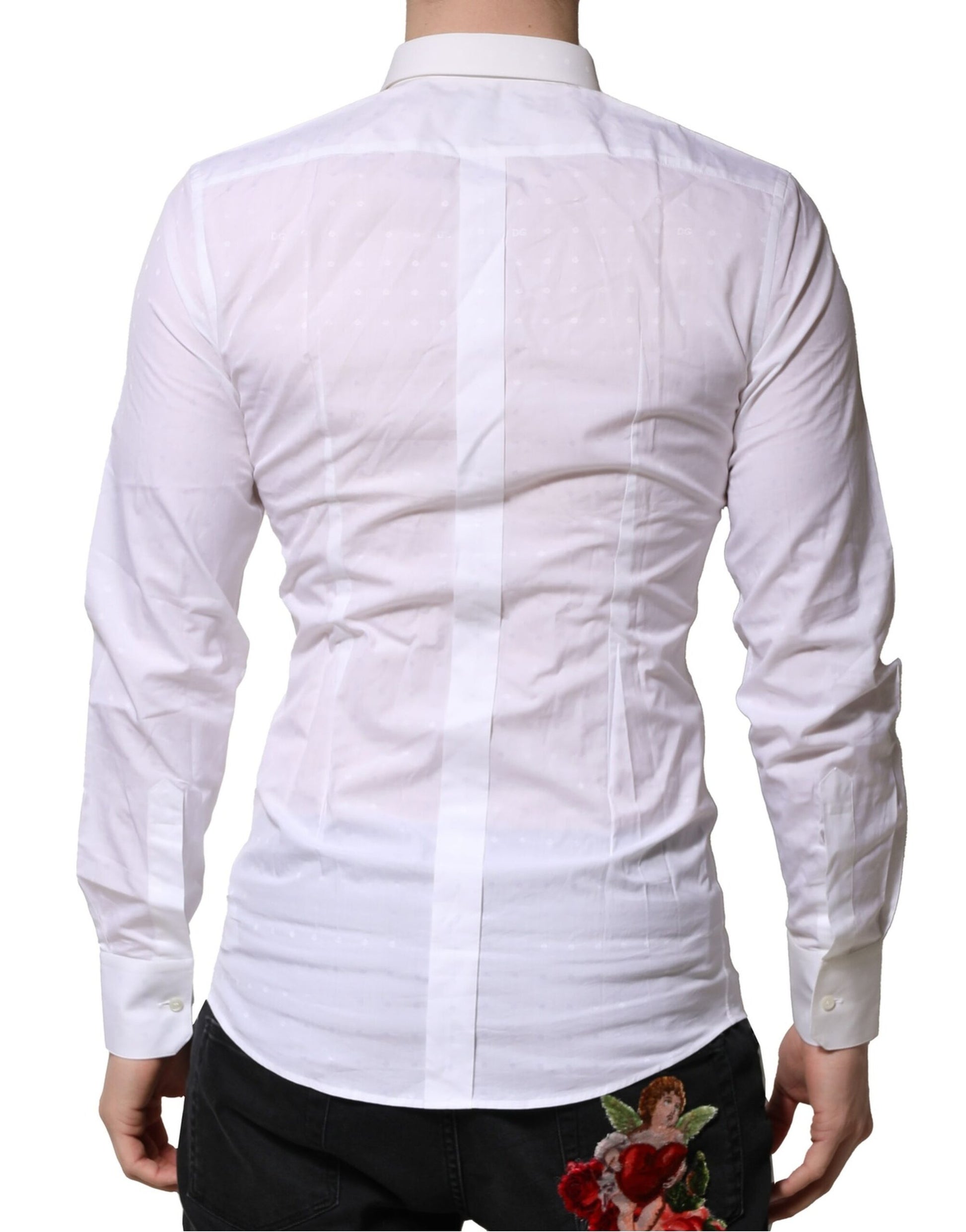 Dolce & Gabbana White Cotton GOLD Dress Formal Shirt by Dolce & Gabbana