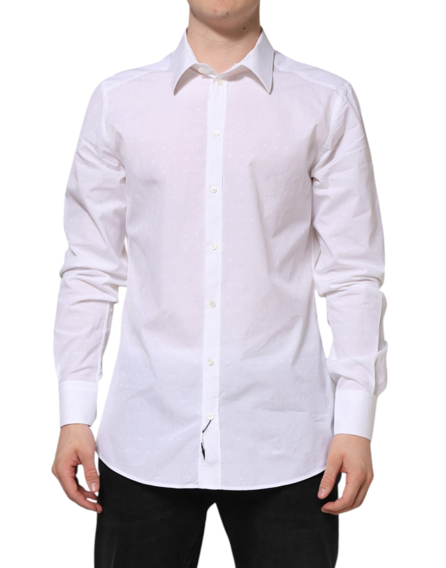 Dolce & Gabbana White Cotton GOLD Dress Formal Shirt by Dolce & Gabbana