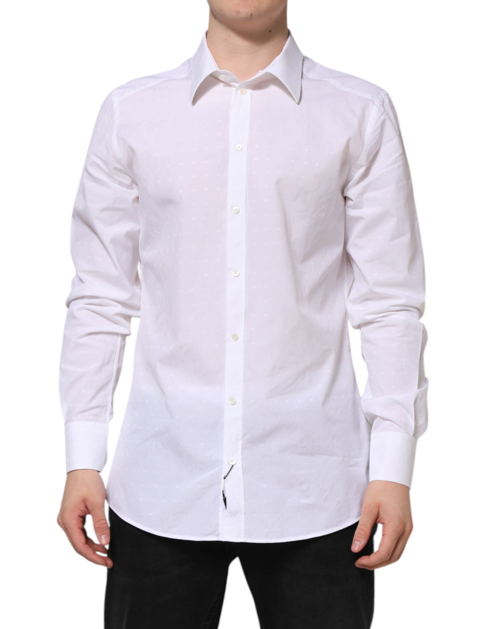 Dolce & Gabbana White Cotton GOLD Dress Formal Shirt by Dolce & Gabbana