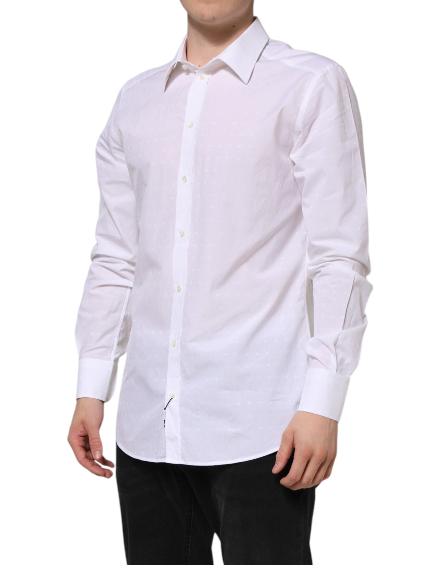 Dolce & Gabbana White Cotton GOLD Dress Formal Shirt by Dolce & Gabbana