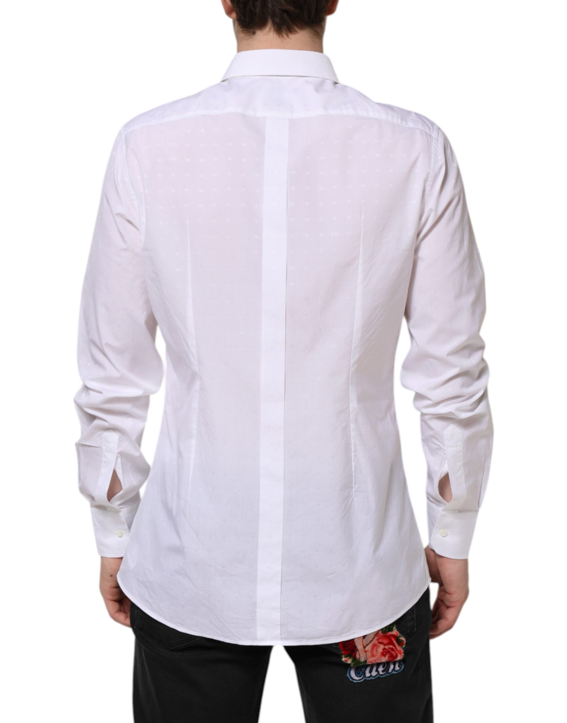 Dolce & Gabbana White Cotton GOLD Dress Formal Shirt by Dolce & Gabbana