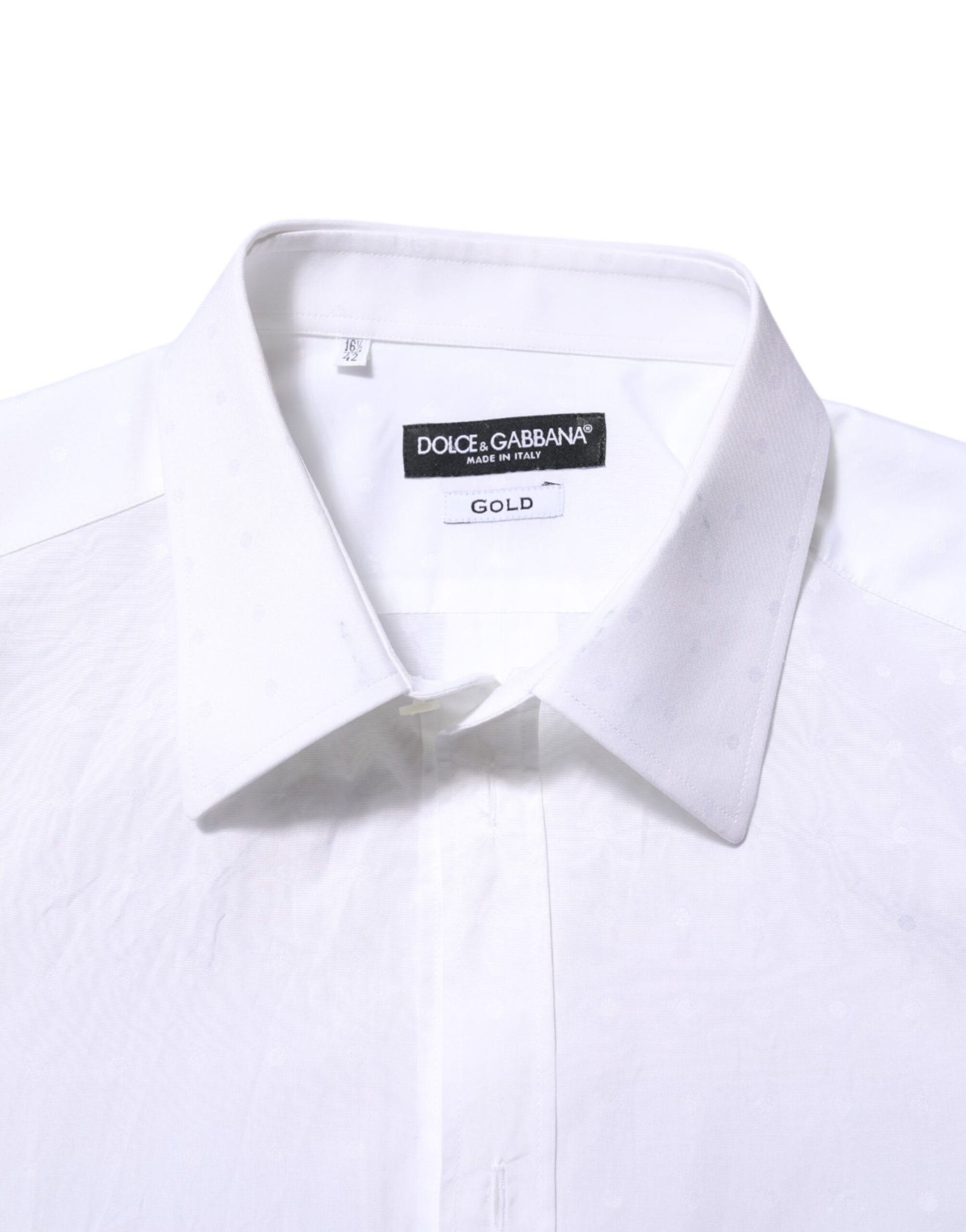 Dolce & Gabbana White Cotton GOLD Dress Formal Shirt by Dolce & Gabbana