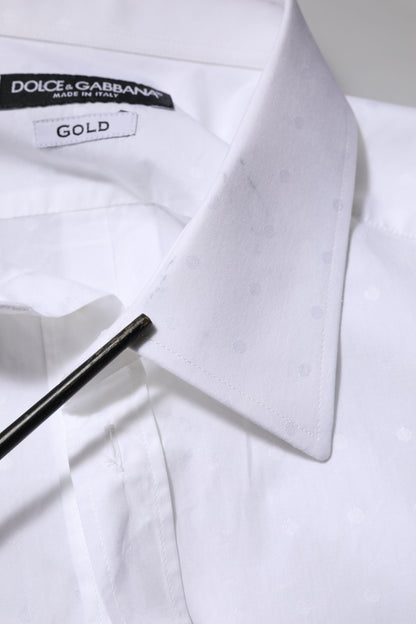 Dolce & Gabbana White Cotton GOLD Dress Formal Shirt by Dolce & Gabbana