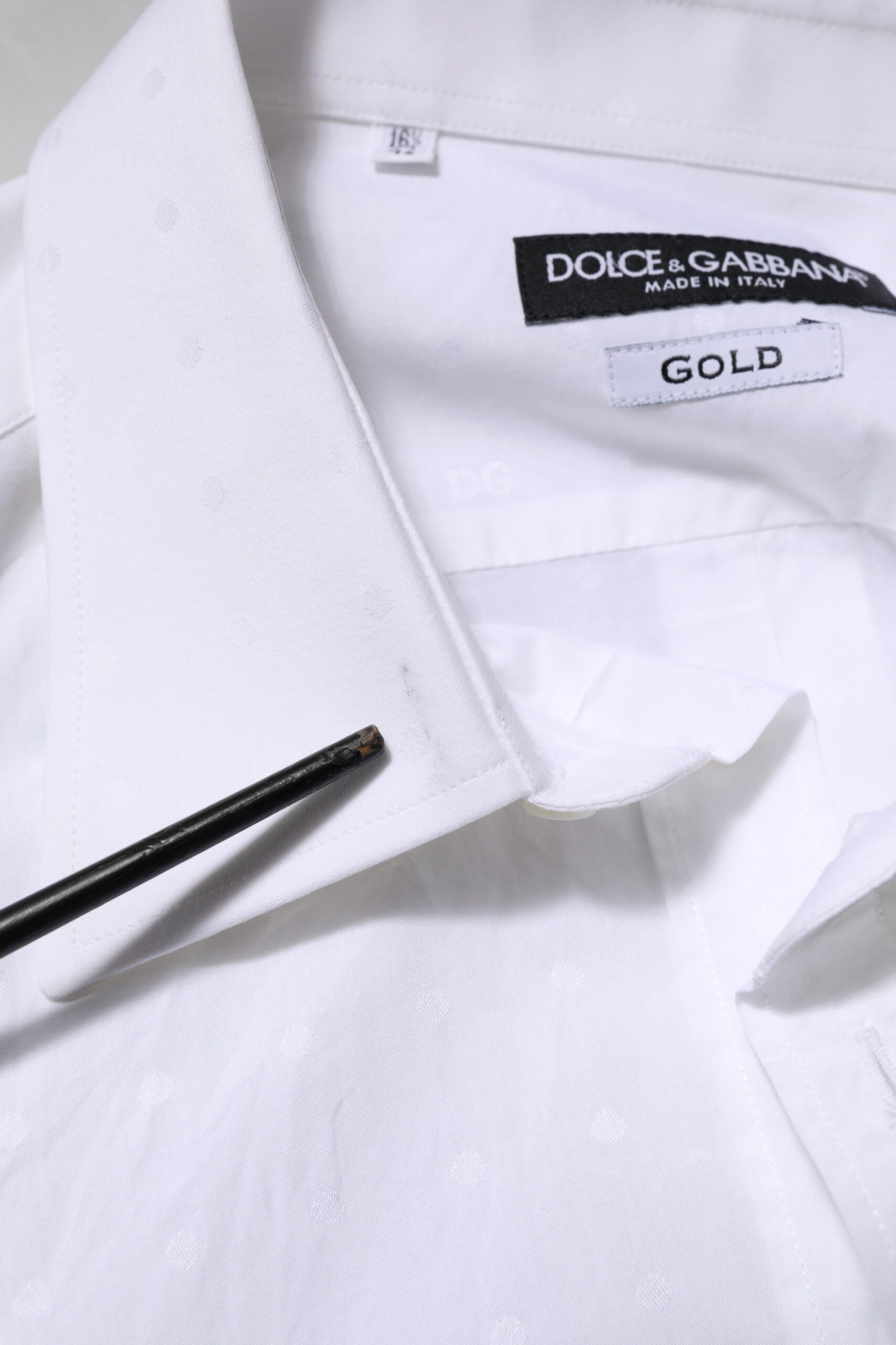 Dolce & Gabbana White Cotton GOLD Dress Formal Shirt by Dolce & Gabbana