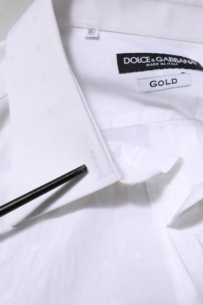 Dolce & Gabbana White Cotton GOLD Dress Formal Shirt by Dolce & Gabbana