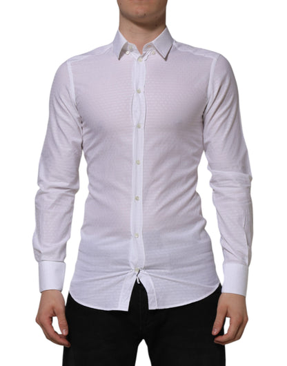 Dolce & Gabbana White Cotton GOLD Long Sleeves Formal Shirt by Dolce & Gabbana