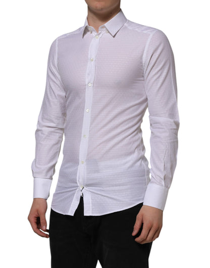 Dolce & Gabbana White Cotton GOLD Long Sleeves Formal Shirt by Dolce & Gabbana