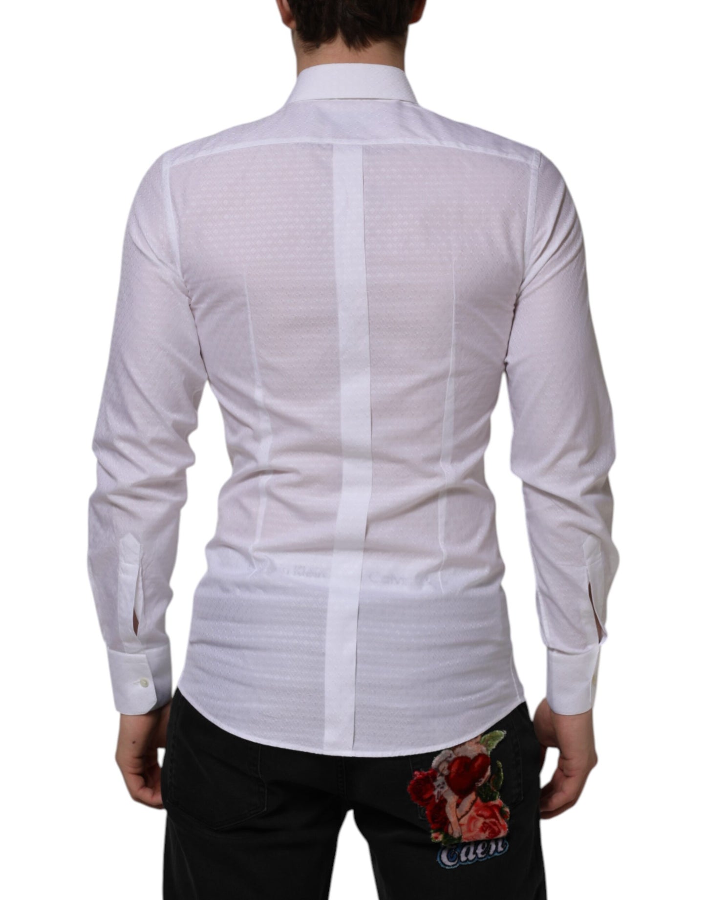 Dolce & Gabbana White Cotton GOLD Long Sleeves Formal Shirt by Dolce & Gabbana