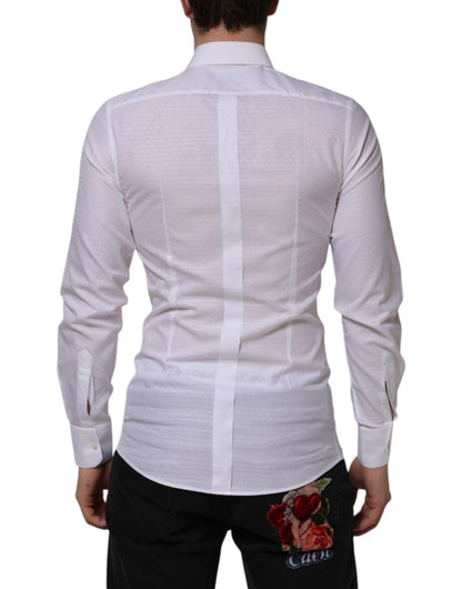 Dolce & Gabbana White Cotton GOLD Long Sleeves Formal Shirt by Dolce & Gabbana