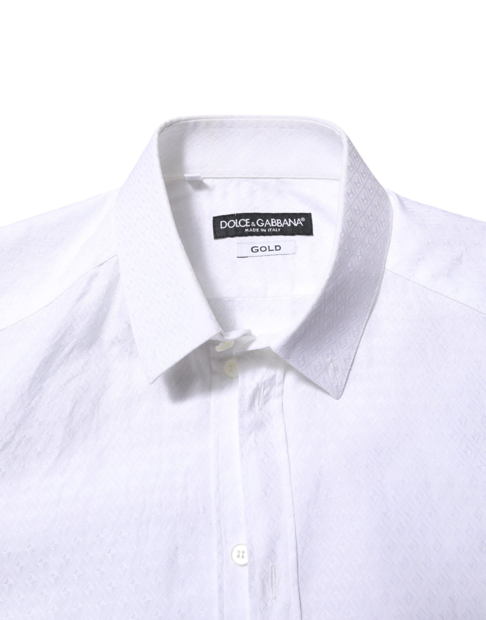 Dolce & Gabbana White Cotton GOLD Long Sleeves Formal Shirt by Dolce & Gabbana