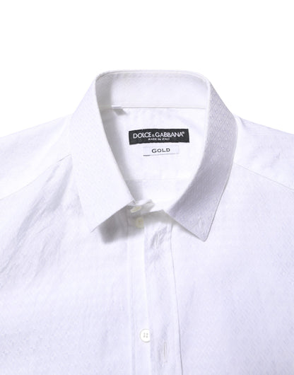 Dolce & Gabbana White Cotton GOLD Long Sleeves Formal Shirt by Dolce & Gabbana