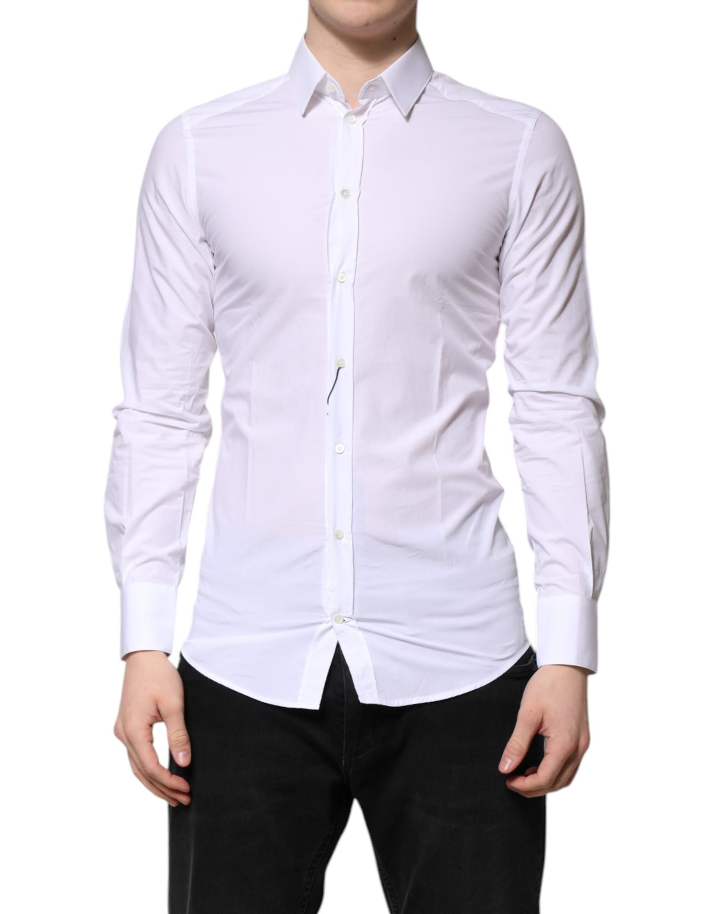 Dolce & Gabbana White Cotton GOLD Long Sleeves Formal Shirt by Dolce & Gabbana