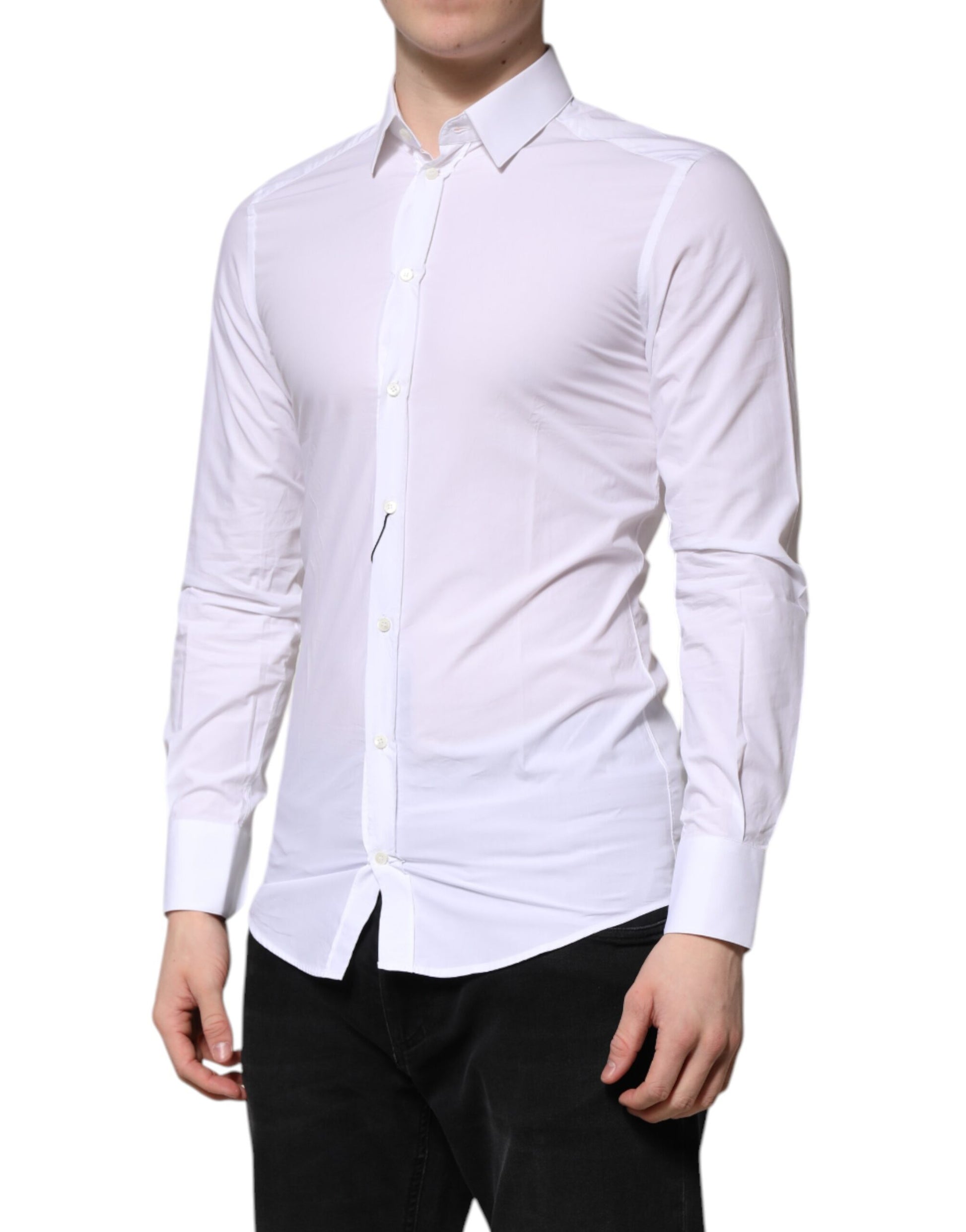 Dolce & Gabbana White Cotton GOLD Long Sleeves Formal Shirt by Dolce & Gabbana