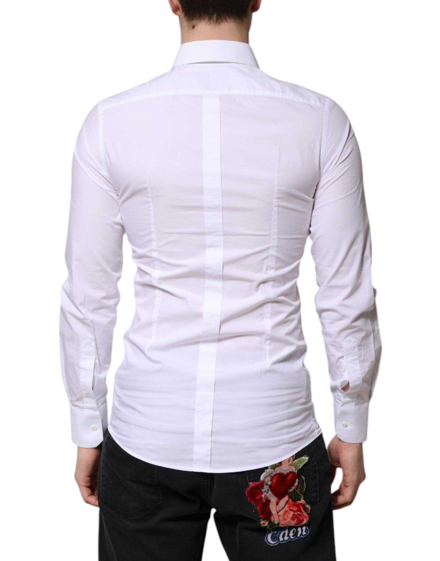 Dolce & Gabbana White Cotton GOLD Long Sleeves Formal Shirt by Dolce & Gabbana