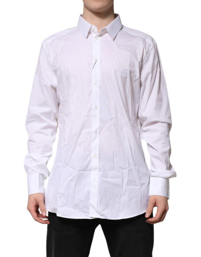 Dolce & Gabbana White Cotton GOLD Long Sleeves Formal Shirt by Dolce & Gabbana