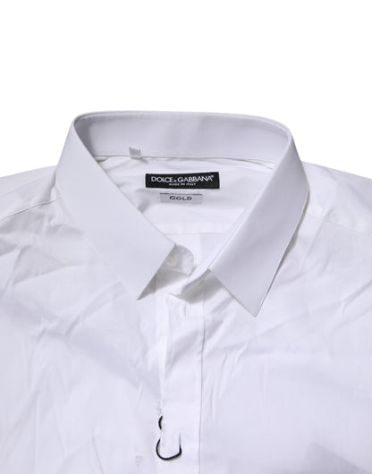 Dolce & Gabbana White Cotton GOLD Long Sleeves Formal Shirt by Dolce & Gabbana
