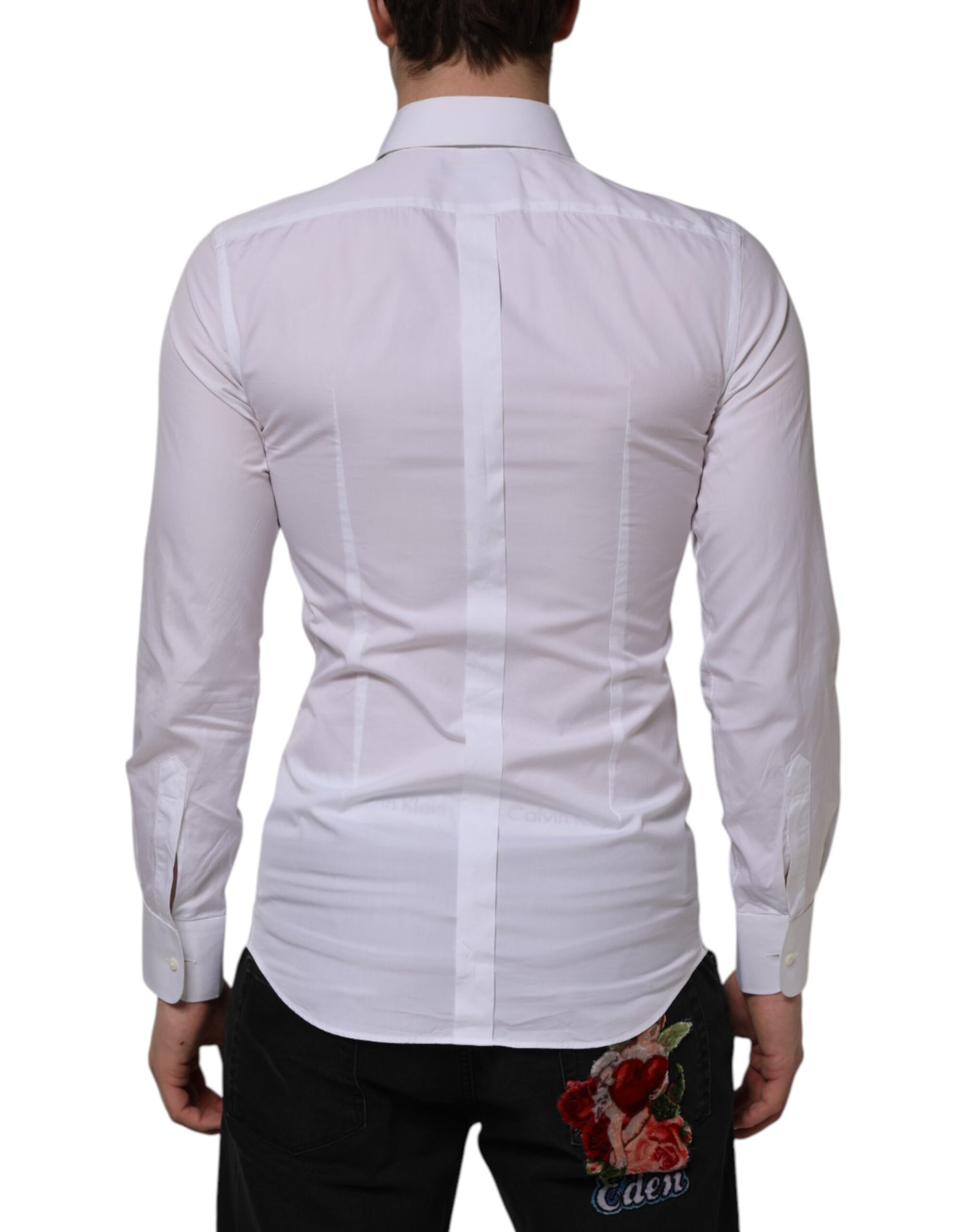 Dolce & Gabbana White Bib Cotton Poplin GOLD Formal Shirt by Dolce & Gabbana