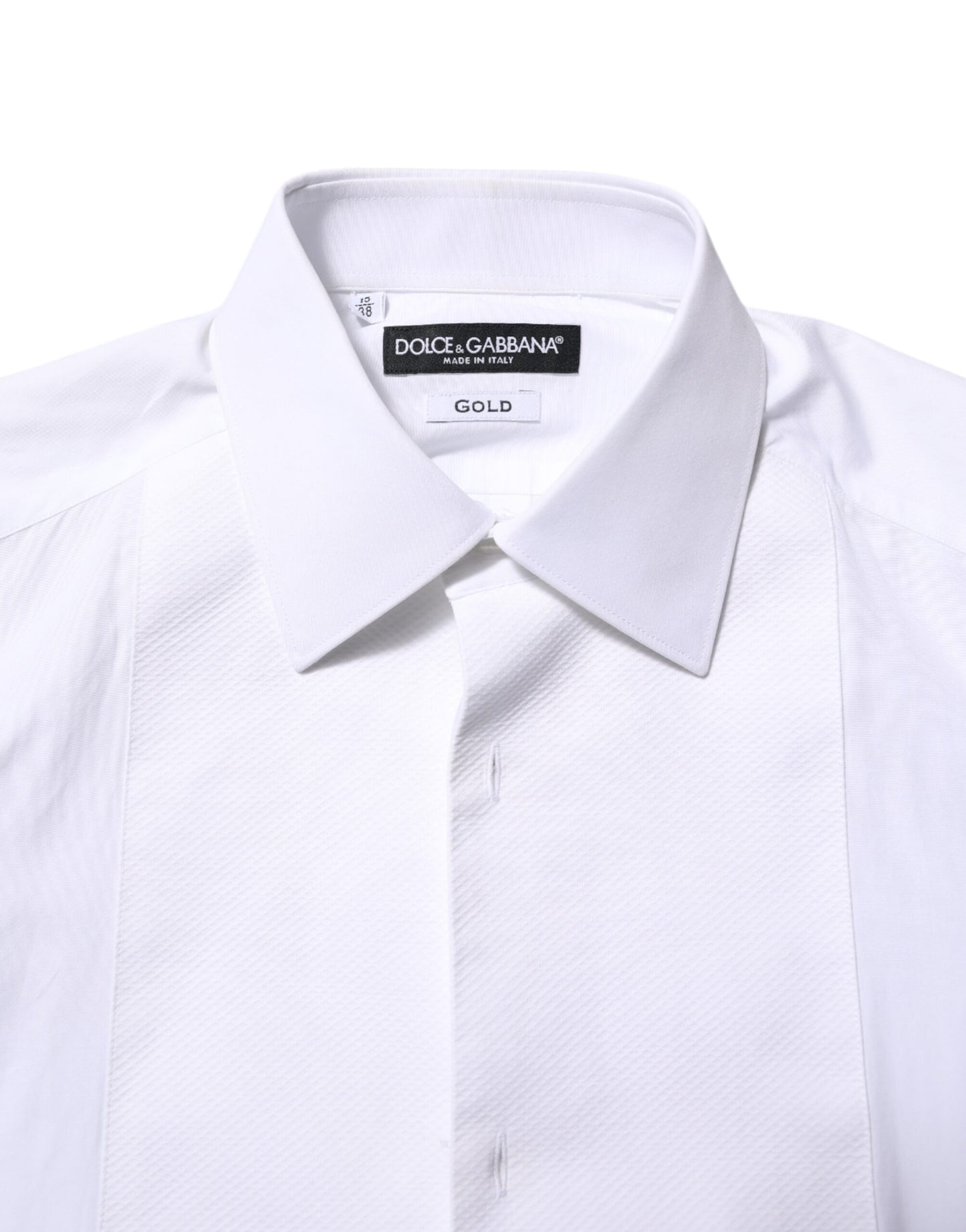 Dolce & Gabbana White Bib Cotton Poplin GOLD Formal Shirt by Dolce & Gabbana