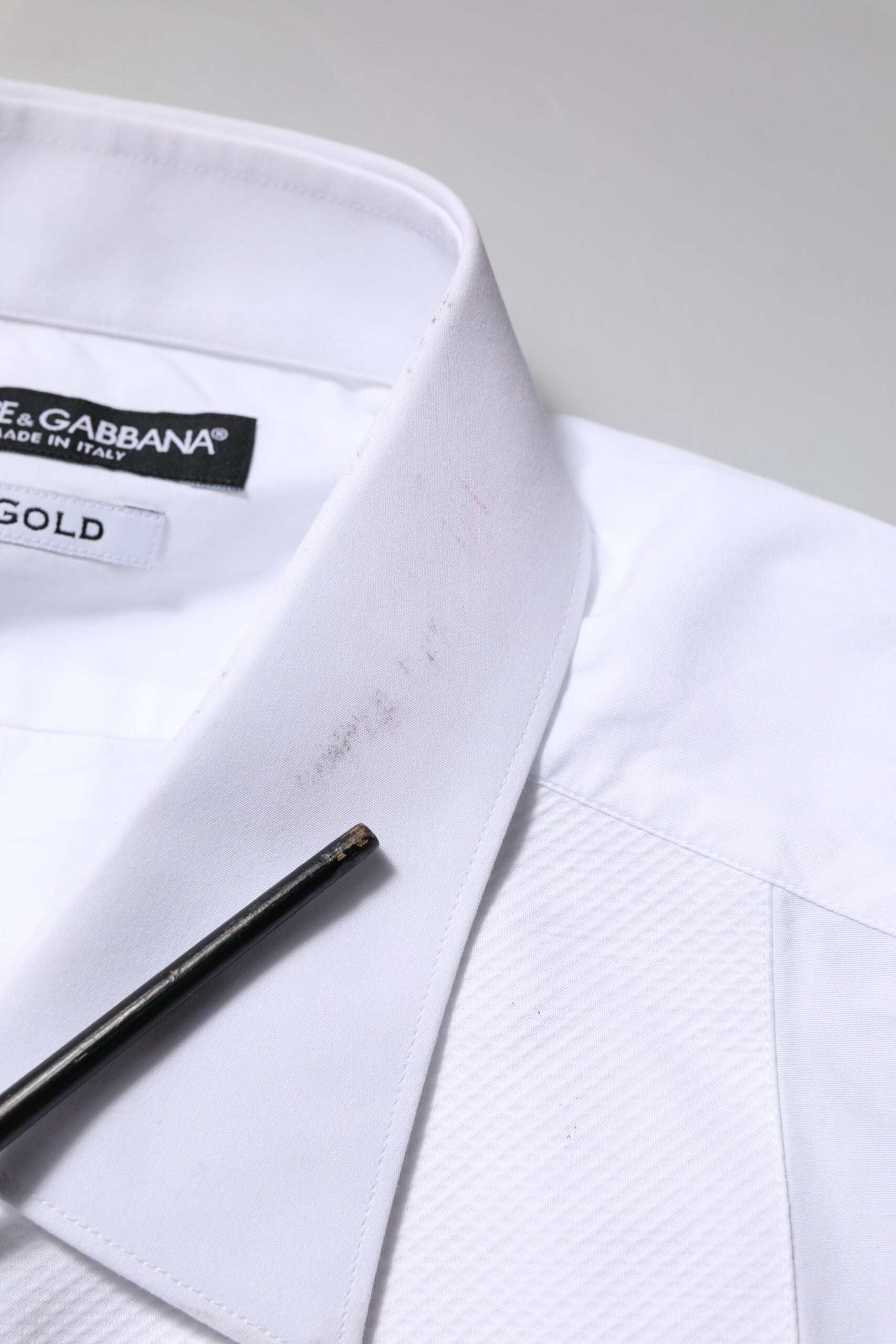 Dolce & Gabbana White Bib Cotton Poplin GOLD Formal Shirt by Dolce & Gabbana