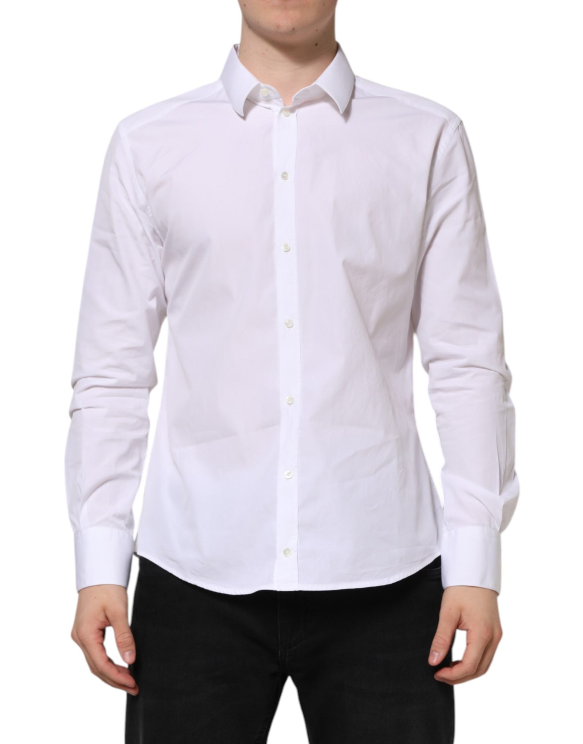 Dolce & Gabbana White Cotton Long Sleeves GOLD Formal Shirt by Dolce & Gabbana