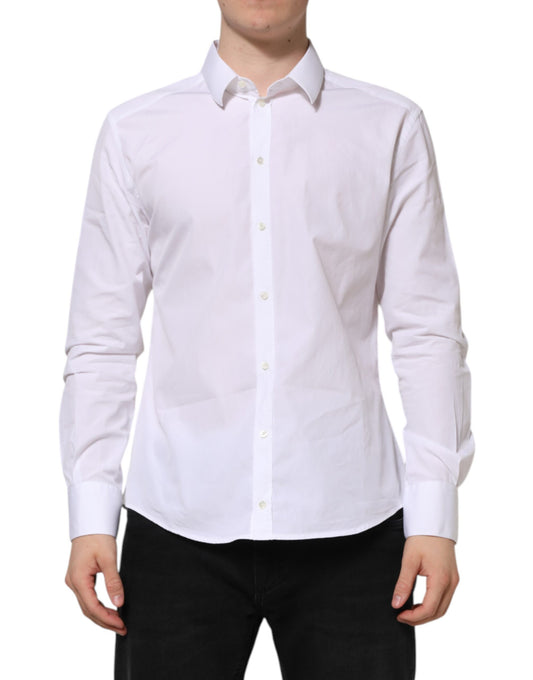 Dolce & Gabbana White Cotton Long Sleeves GOLD Formal Shirt by Dolce & Gabbana