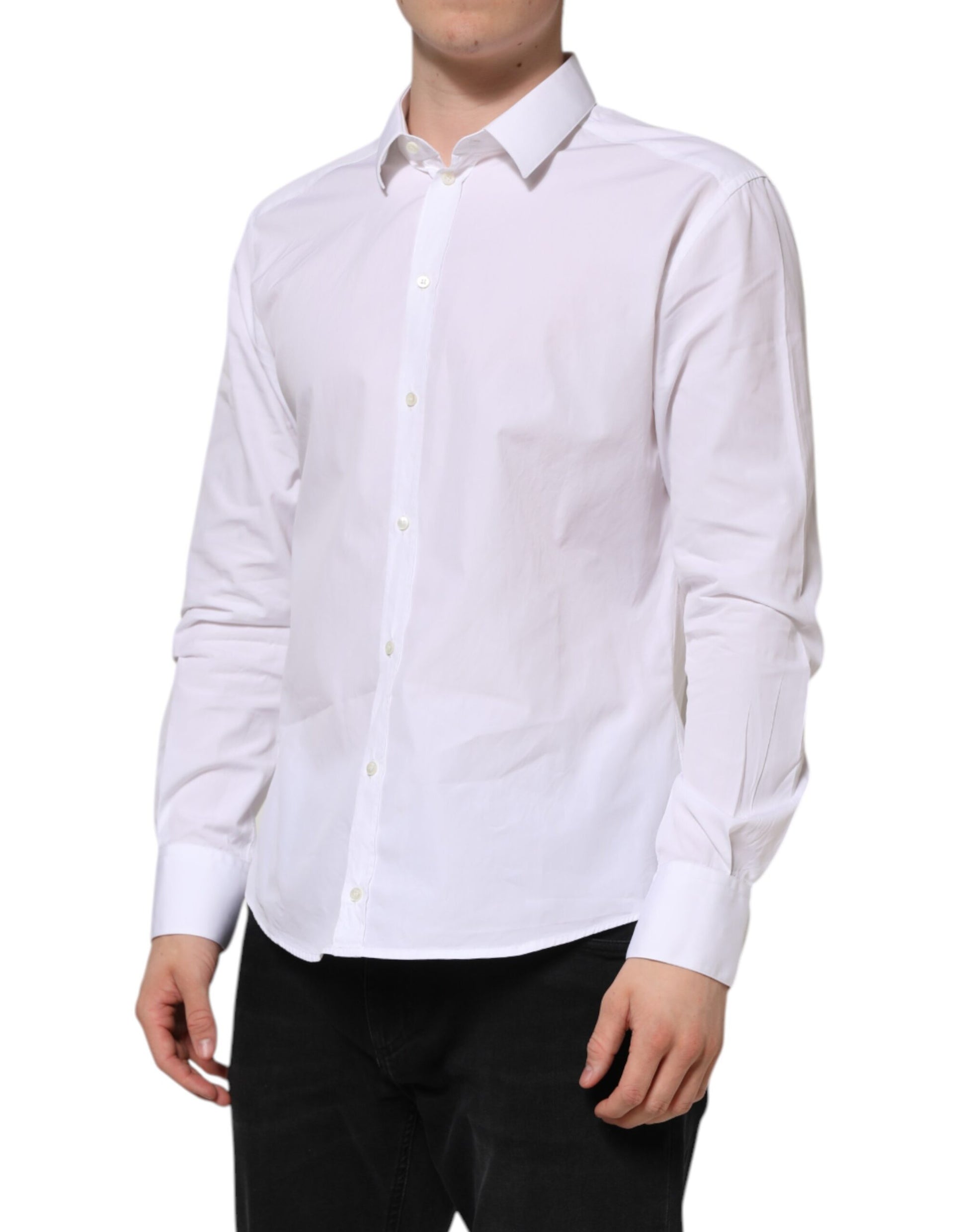 Dolce & Gabbana White Cotton Long Sleeves GOLD Formal Shirt by Dolce & Gabbana