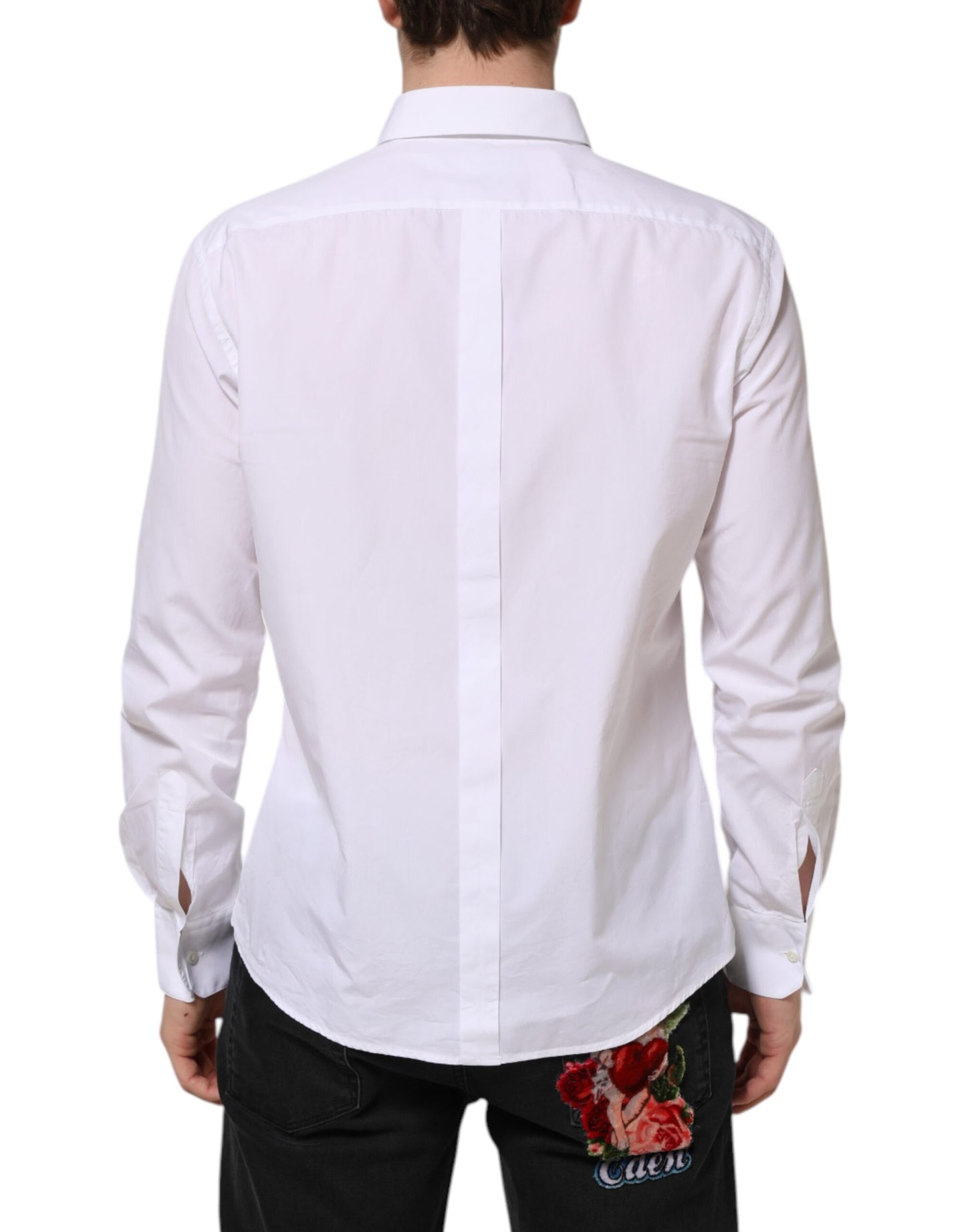 Dolce & Gabbana White Cotton Long Sleeves GOLD Formal Shirt by Dolce & Gabbana