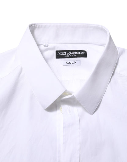 Dolce & Gabbana White Cotton Long Sleeves GOLD Formal Shirt by Dolce & Gabbana