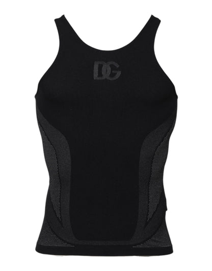 T-shirt débardeur sans manches en nylon noir Dolce &amp; Gabbana