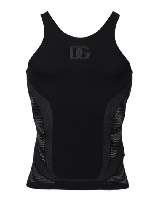 T-shirt débardeur sans manches en nylon noir Dolce &amp; Gabbana